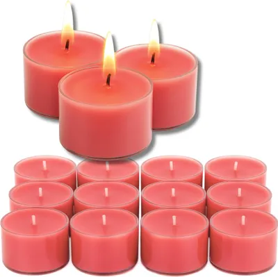 Produktbild von Candelo XXL Duftteelichter Rosen Duft 12er Set – Zart Rosa Jumbo Teelichter, 8h Brenndauer, Ø 3,7 cm, Höhe 2,7 cm – Duftkerzen mit Kunststoffhülle für starke Leuchtkraft im ganzen Zuhause