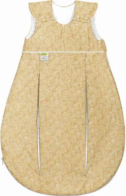 Produktbild von Odenwälder Schlafsack Prima Klima Jersey White Leaves  Mustard 70 cm