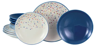 Produktbild von CreaTable, 24184, Joy Blau-bunt, Tellerset 12-tlg, Steinzeug