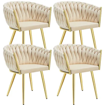 Produktbild von tectake® Set Esszimmerstuhl Astano gepolstert, mit Samtbezug, Knotendesign 60,5 x 55 x 75 cm