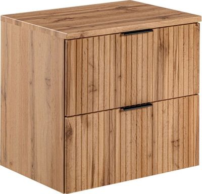 Waschtischunterschrank 60cm ADELAIDE-56, Wotaneiche mit gerillter Front, B/H/T ca. 60,6/59,2/46,5 cm