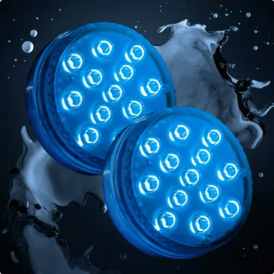 Produktbild von PRECORN 2er Set Poolbeleuchtung LED Unterwasser Licht inkl Fernbedienung Pool Licht mit 13 LED Unterwasserlicht Teichbeleuchtung Whirlpool