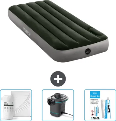 Obrázek produktu pro Nafukovací postel Intex - pro 1 osobu - 76 x 191 x 25 cm - zelená - prostěradlo - pumpa a opravná sada