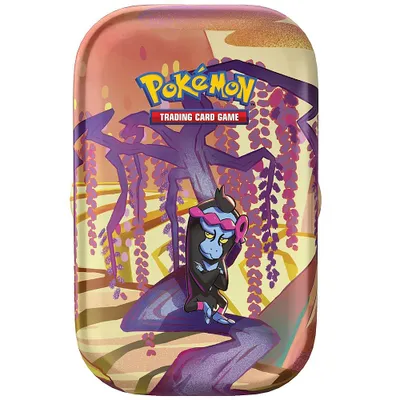 A tin featuring Pokemon artwork with a character.