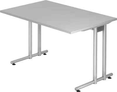 Produktbild von bümö Schreibtisch Serie-N - Größe:  120 x 80 cm, Nachbildung: Grau