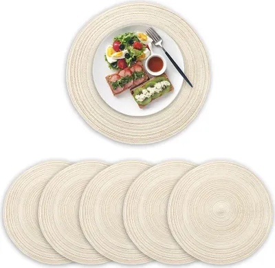 Produktbild von Runde Platzsets, 6er-Set, aus gewebter Baumwolle, hitzebeständig, rutschfest, abwaschbar, 11 cm (4,33 Zoll) Durchmesser
