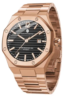 Imagen del producto de Reloj automático para hombre, resistente al agua hasta 50 metros, con diseño de lujo