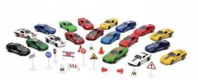 Produktbild von Toys Metallauto Set 1:64, 15 Fahrzeuge, Verkehrszeichen