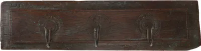 Produktbild von Massiver Garderobenhaken, Wandhaken, Kleiderhaken, Garderobe aus Alten Holzelementen - Modell 1, Braun, Holz,Metall, 18*72*10 cm, Wandhaken aus Holz, Metall & Keramik