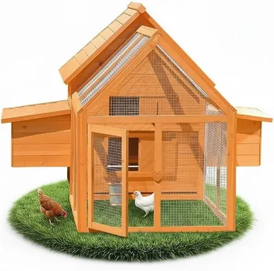 Produktbild von Hühnerstall für 6-8 Hühner mit Freilaufgehege 156x164x112cm Hühnerhaus inkl. 2 Nestboxen