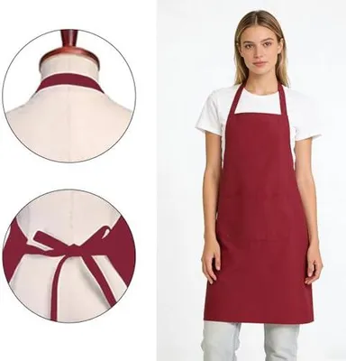 Produktbild von 4er Set Küchenschürzen in Übergröße, Schürzen für Männer und Frauen mit 2 Taschen zum Kochen, Grillen, Malen und für Hausarbeiten (Weinrot)