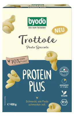 MAKARON PROTEINOWY (SEMOLINOWY Z DYNIĄ) SPIRALE TROTTOLE BIO 400 g - BYODO