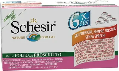 Produktbild von Schesir Jelly Hühnerfilet mit Schinken 8x6x50 g