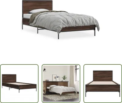 Obrázek produktu pro The Living Store Hnědý dubový rám postele 90x190 cm Materiál na bázi dřeva Kov