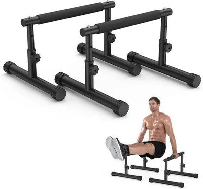 Produktbild von Verstellbare Paralletten (19-27 cm) – 2-in-1: Liegestütze und Dips – Multifunktionales Fitnessgerät