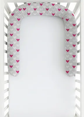 Produktbild von Minky Kissen-Roller-Kinderbettumrandung 200 cm - rosa Herzen