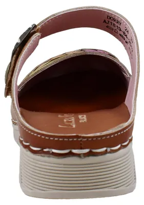 Produktbild von Laura Vita Damen Clog Mary Jane mit Riemen und floralem Muster Dorry 24, Größe:40 EU, Farbe:Braun