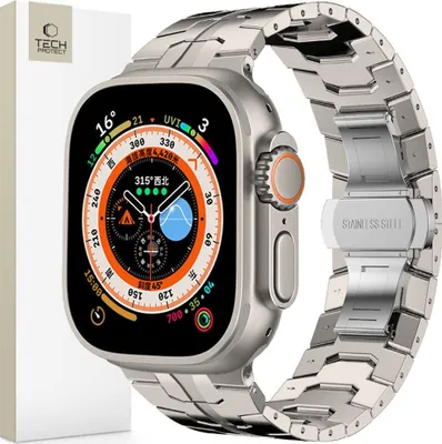 Produktbild von Tech-Protect Edelstahllinie Apple Watch 4 / 5 / 6 / 7 / 8 / 9 / Se / Ultra 1 / 2 (42 / 44 / 45 / 49 Mm) Titan