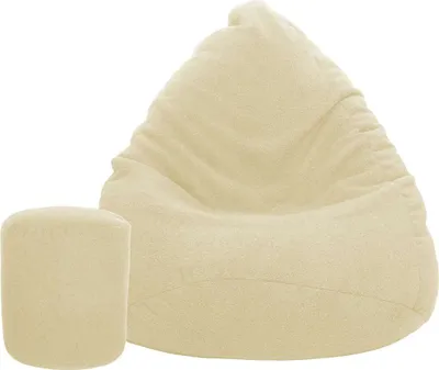 Obrázek produktu pro Sedací pytel pytel 100x75 s podnožníkem beránková krémová