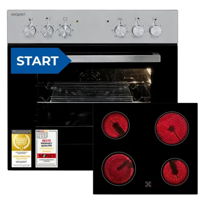 Produktbild von Exquisit Herd-Set, 58 Liter, Elektro-Backofen mit Kochfeld, 7 Funktionen, Umluft & Grill, energieeffizient, leise, EHE 155-1.2 U
