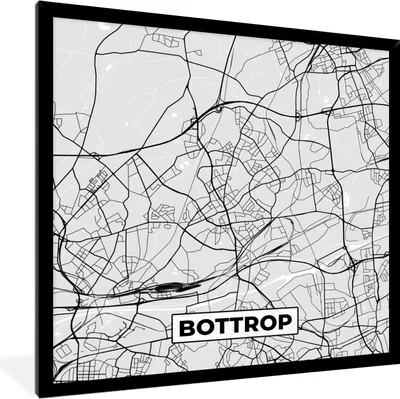 Produktbild von MuchoWow® Gerahmtes Poster Bottrop - Karte - Stadtplan - Deutschland - Karte 40x40 cm - Poster mit Schwarzem Bilderrahmen Wandposter Rahmen Foto Bilder - Mit Rahmen - Wanddekoration Schlafzimmer