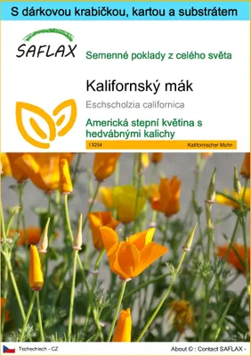 Obrázek produktu pro SAFLAX Dárková sada - Kalifornský mák - Eschscholzia californica - 1500 Semena - S dárkovou krabičkou, přepravním štítkem, dárkovou kartou a pěstebním médiem