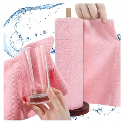 Produktbild von Realne Ceny Mikrofaser-Reinigungstücher Rolle 25x25cm Rosa