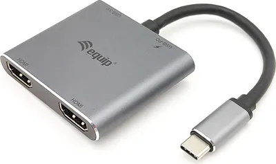 Produktbild von Equip Dock USB-C->2xHDMI.USB 3.0.100WPD 15cm si