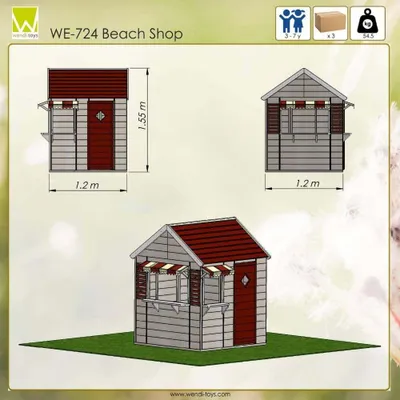 Obrázek produktu pro Wendi Toys dřevěný domek na hraní jezevec včetně markýzy příroda 120x120x155 cm