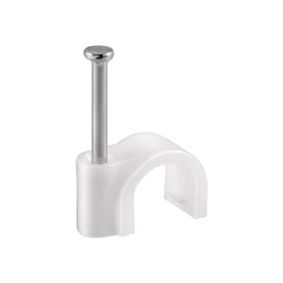 Immagine prodotto di Morsetto per chiodi Gamma di serraggio chiodi da 7 mm con portacavo (morsetto) in plastica bianca