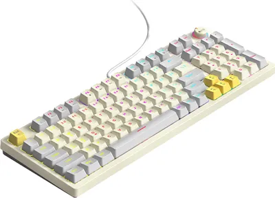 Produktbild von T-WOLF T50 Mechanische Tastatur 96+1 Tasten Kabelgebundene Gaming-Tastatur Hochwertiges ABS Zweifarbige Formtastenkappen Blaue Schalter Kompaktes Design Verschiedene RGB-Hintergrundbeleuchtung 12 Beleuchtungsmodi fuer Windows XP/7/8/10/VISTA