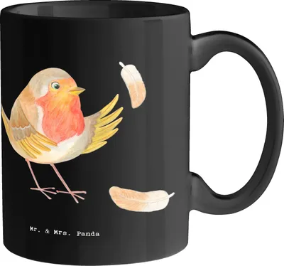 Produktbild von Mr. & Mrs. Panda Becher Skispringen Mut - Schwarz - Geschenk, Teamsport, Tasse, Henkelbecher, Teetasse, Sport, Kaffeebecher, Fliegen, Humor, Keramiktasse, Kaffeetasse