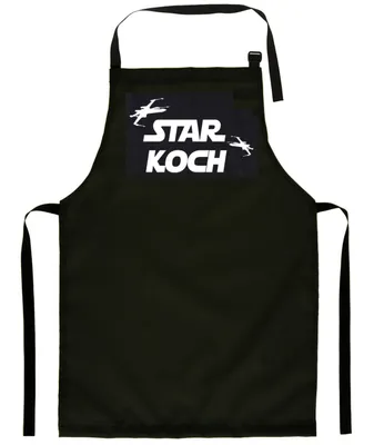 Produktbild von Delux Kinderschürze Kind Malschürze Kunstkittel Kochschürze Apron Werkschürze mit einem motiv schwarz Star Koch [074]