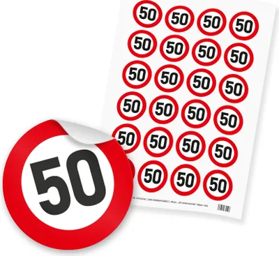 Produktbild von itenga 24x Sticker "50" Verkehrsschild (Motiv 106)