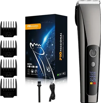 Obrázek produktu pro INF Elektrický zastřihovač vlasů s LED displejem, 4 hřebeny, pro domácí použití