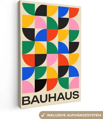 Produktbild von MuchoWow® - Leinwandbilder - Bauhaus - Abstrakt - Vintage - Farbenfroh - Kunst, Wandbild, Wanddeko Bilder Wohnzimmer, 40x60 cm