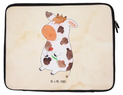 Produktbild von Mr. & Mrs. Panda Laptop Tasche Kuh 20 x 28 cm - Vintage - Geschenk, Bauernhof, Laptoptasche, Hülle, Motivtion, Milch, Notebook, Hof, Spruch, Laptophülle
