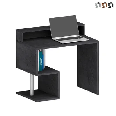 Immagine prodotto di Scrivania salvaspazio per casa e ufficio 100x50x92,5 cm con ripiano aggiuntivo Esse 2 Plus - Nero