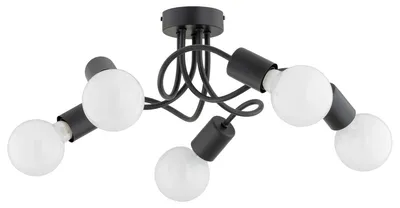 Immagine prodotto di Lampada da soffitto NILL nera 5xE27x15W in metallo, dimensioni: 18x50x50 cm, IP20, Alfa