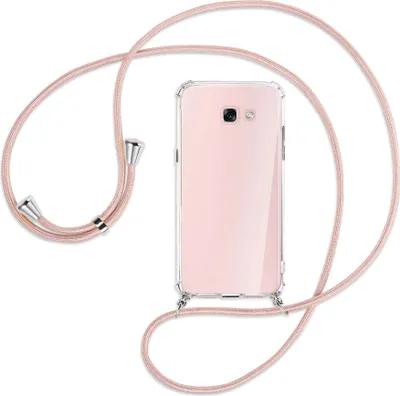 Produktbild von Handykette Backcover-Schutzhülle mit Band (Metall silberfarben) für Samsung Galaxy A7 2017 - roségold