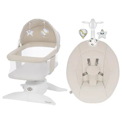 Produktbild von Lionelo Vivi Set Elektrische Babywippe mit Babywanne, Babyschaukel, Bluetooth, Bewegungssensor, Fernbedienung, 0-9 kg