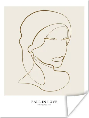 Produktbild von MuchoWow® Poster Frauen - Text - Zitate - Linienkunst 90x120 cm - Wohnzimmer