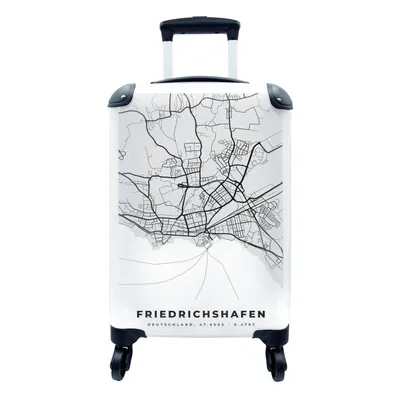 Produktbild von MuchoWow® Koffer Handgepäck Trolley Rollkoffer Kleine Reisekoffer mit 4 Rollen - Friedrichschafen - Stadtplan - Deutschland - Karte - Cabin Size < 55x40x23 cm & 55x40x20 cm - Fotokoffer - Kabinenkoffer - Boardgepäck - Reise-Box - Reisekoffer - Reisegepäck - Koffer mit Bild - Trolley für Kinder