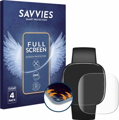 Produktbild von 4x Savvies Fullscreen Schutzfolie für Fitbit Versa 4 Displayschutz Folie Fullcover Klar Transparent