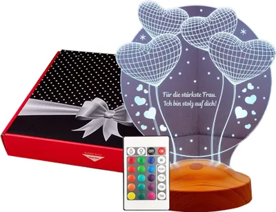 Produktbild von Geschenkelampe LED Nachttischlampe Ballon Herzen 3D Gravur mehrfarbige Lampe Hochzeitsgeschenk