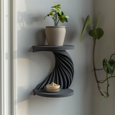 zweistufiges Spiral-Eckregal – Decords Wandregal, Produktansicht 1