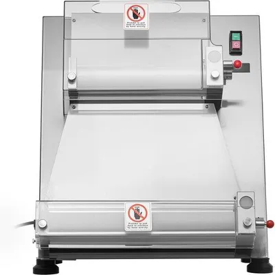 Obrázok produktu pre Elektrický lis na pizzového cesta s platňou z nehrdzavejúcej ocele, 390 W, určený pre profesionálov, zariadenie na tvarovanie cesta s nastaviteľnou hrúbkou a krytom