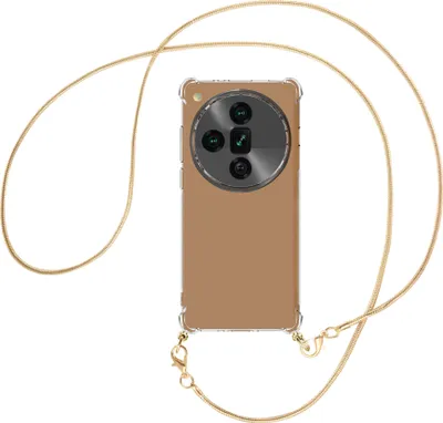 Produktbild von Handykette Backcover-Schutzhülle mit Band (Metall goldfarben) für Oppo Find X7 Ultra 5G - goldfarbene Snake-Kette