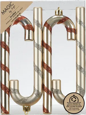 Produktbild von Christbaumschmuck Zuckerstangen 14cm Kunststoff 4er Set - Creamy Gold