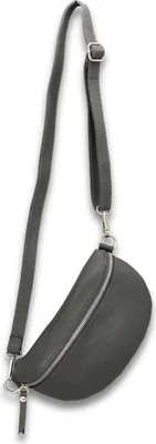 Produktbild von Bauchtasche Damen Echtleder Umhängetasche mit Ledergurt, Dunkelgrau